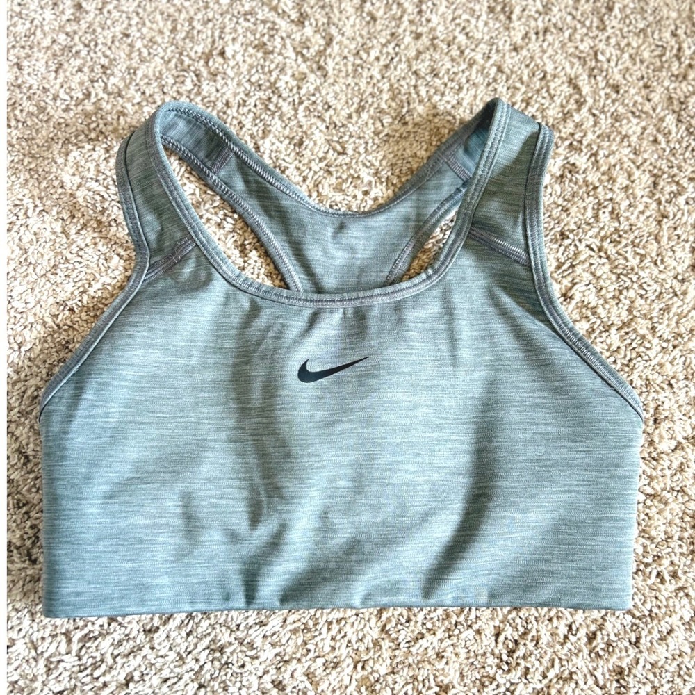 Nike Dri-FIT Women's Racerback Sports Bra Green Heather Medium Support SZ S